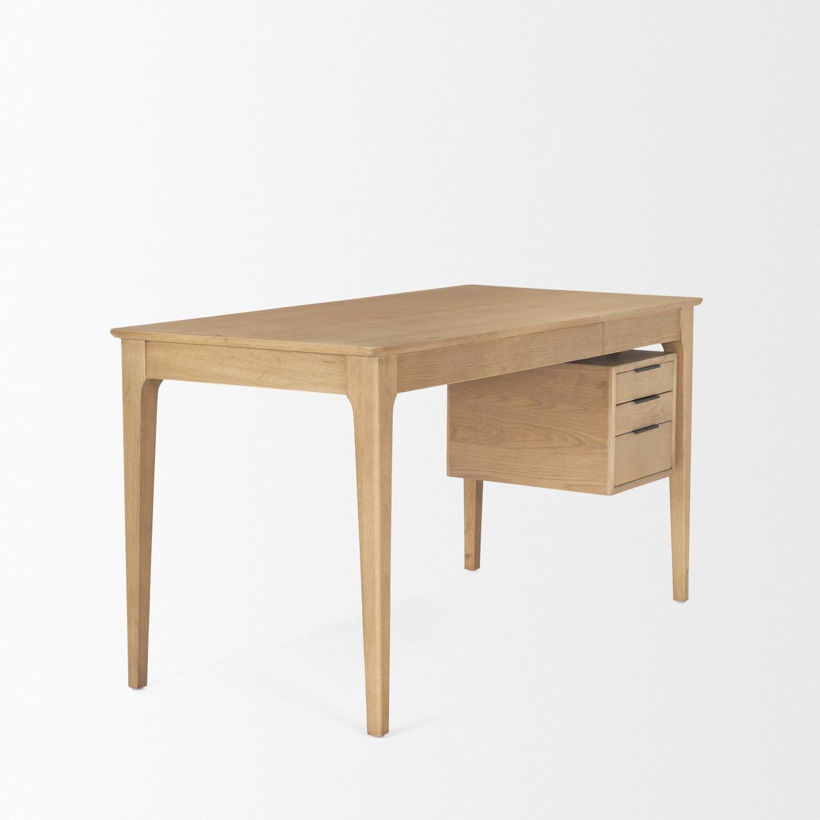 Mercana Tino Light Brown Oak Wood w/ 4 Drawers Desk