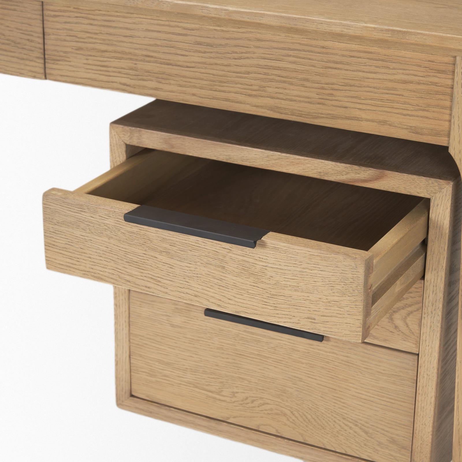 Mercana Tino Light Brown Oak Wood w/ 4 Drawers Desk