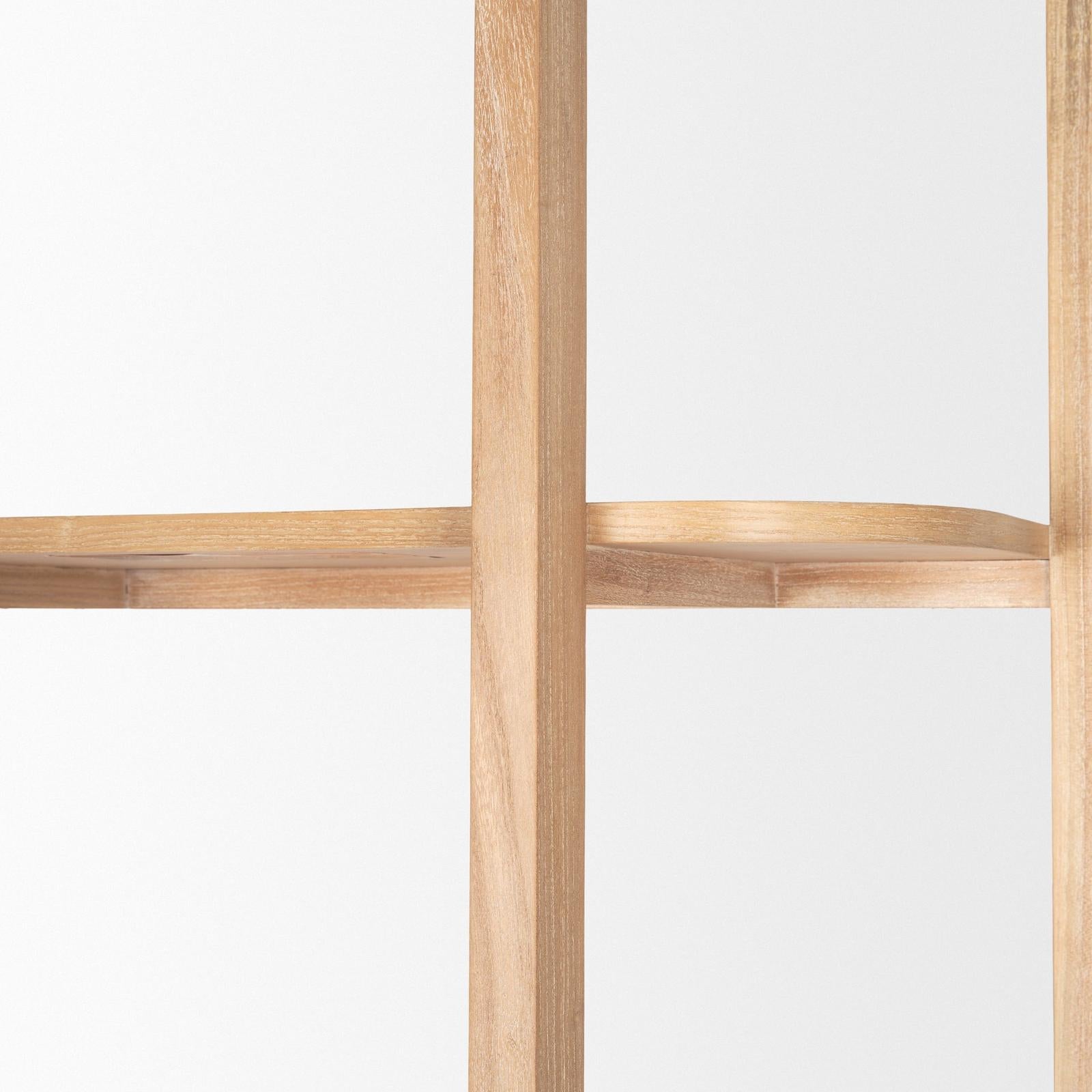 Mercana Taylin Light Brown Solid Wood Open Bookshelf