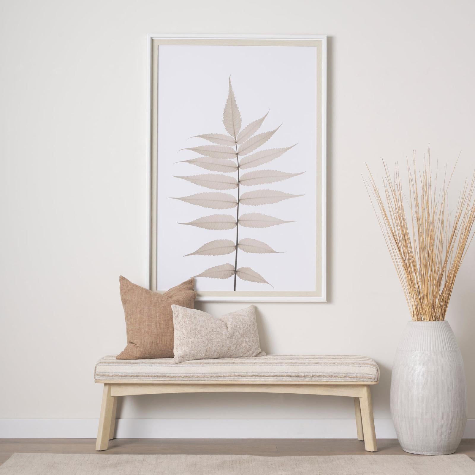 Mercana Taimo White Washed Light Brown Wood w/ Striped Fabric Seat Bench Clearance
