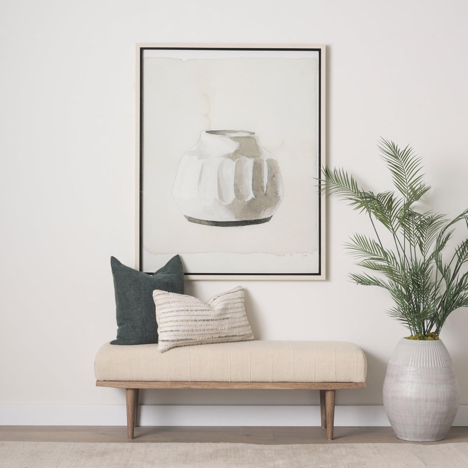 Mercana Shae Brown Wood w/ Oatmeal Fabric Bench