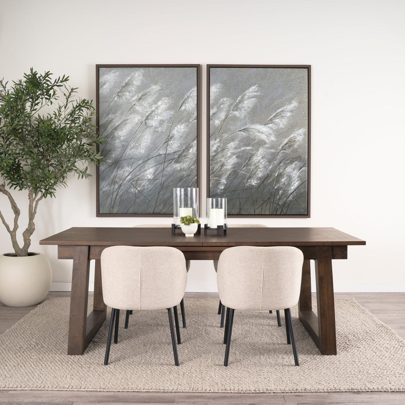 Mercana Takota Dark Brown Rectangular Oak Wood w/ Birch Wood Legs Extendable Dining Table Clearance
