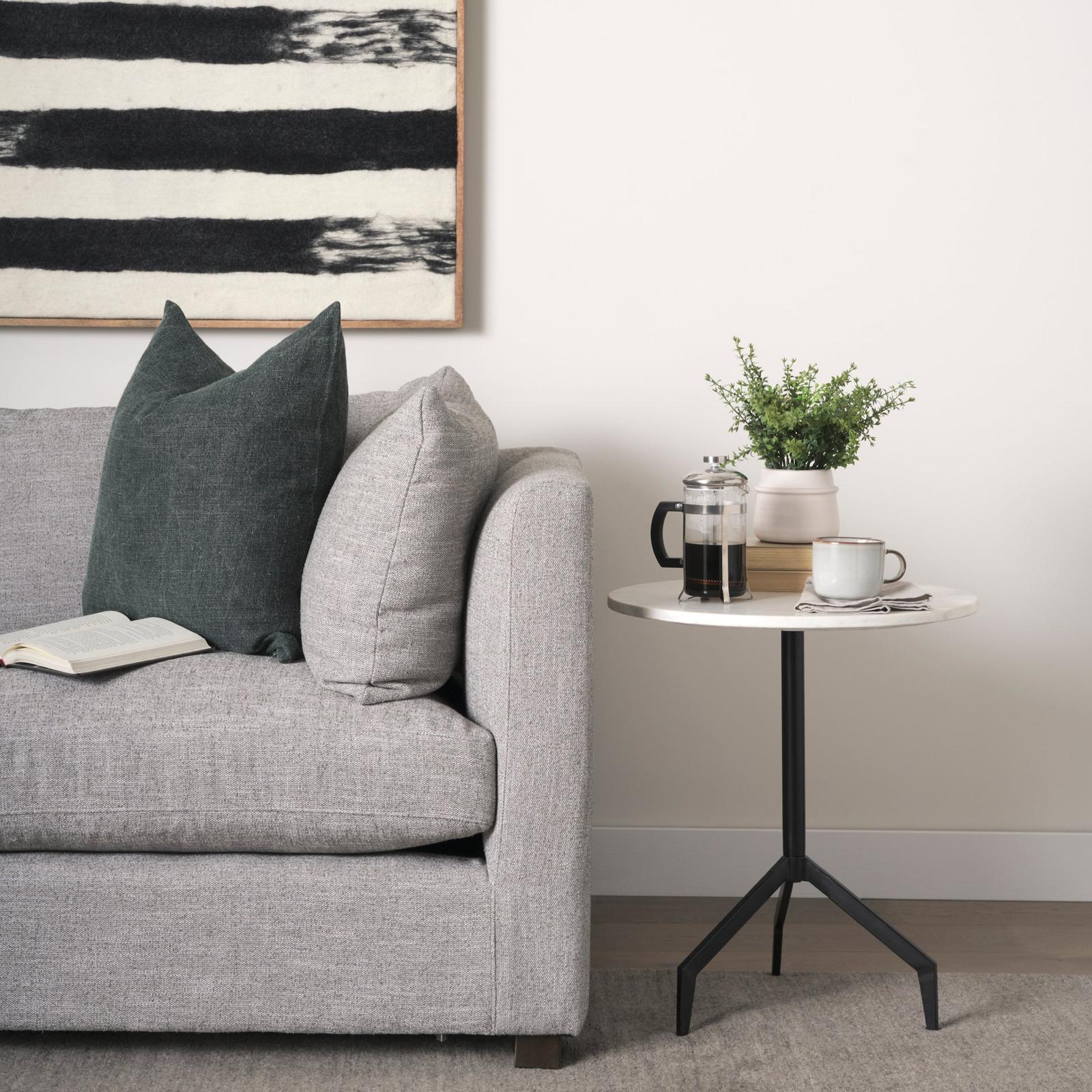 Mercana Serre Marble Top 3 Prong Metal Base End Table
