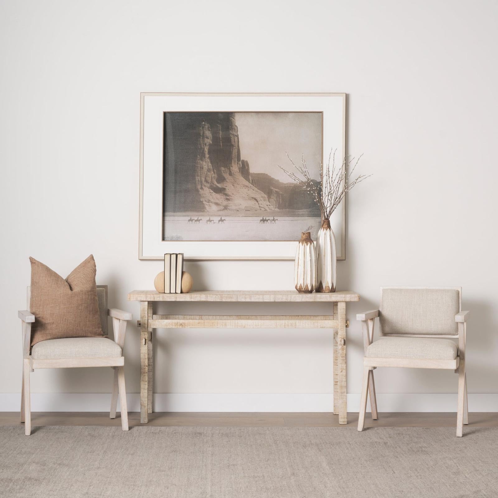 Mercana Topanga Cream Fabric Wrap Wooden Frame Dining Chair