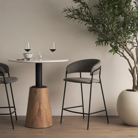 Mercana Carolyn Fabric & Matte Black Metal Counter Stool