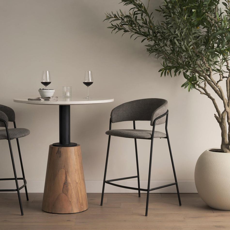 Mercana Carolyn Fabric & Matte Black Metal Counter Stool