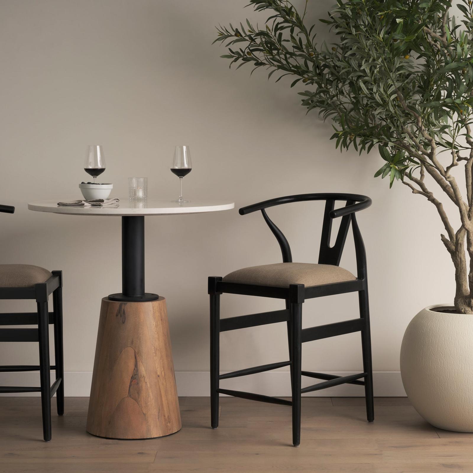 Mercana Trixie Black Wood Frame w/ Dark Taupe Fabric Seat Counter Stool Clearance