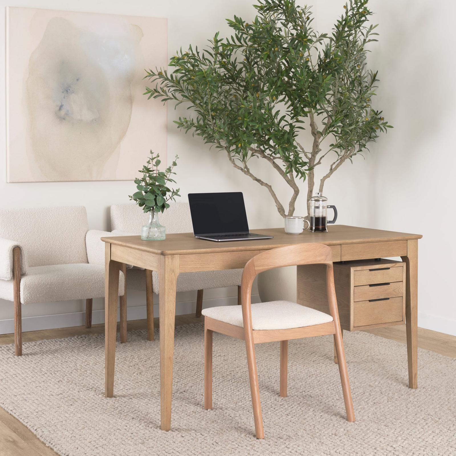 Mercana Tino Light Brown Oak Wood w/ 4 Drawers Desk