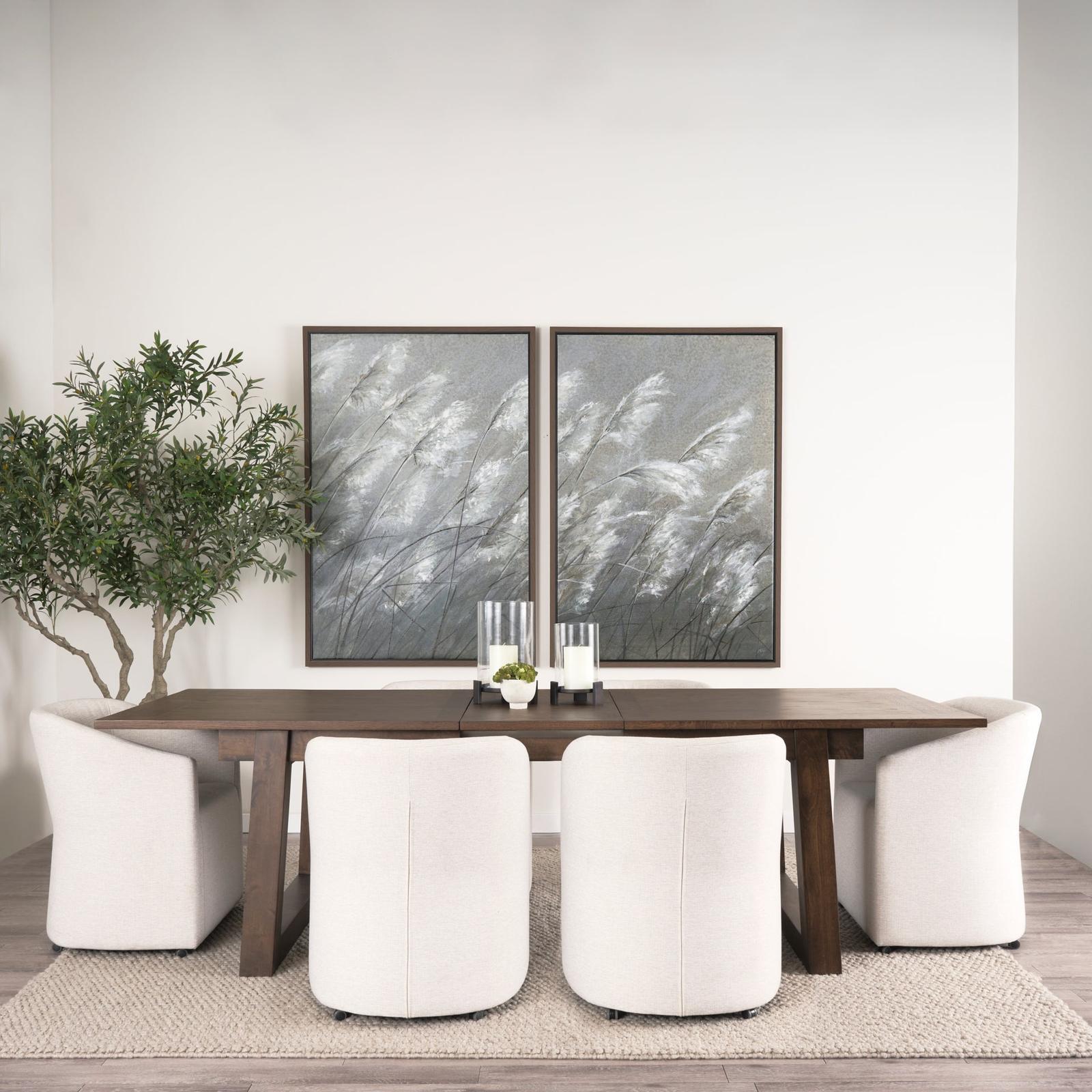Mercana Takota Dark Brown Rectangular Oak Wood w/ Birch Wood Legs Extendable Dining Table Clearance