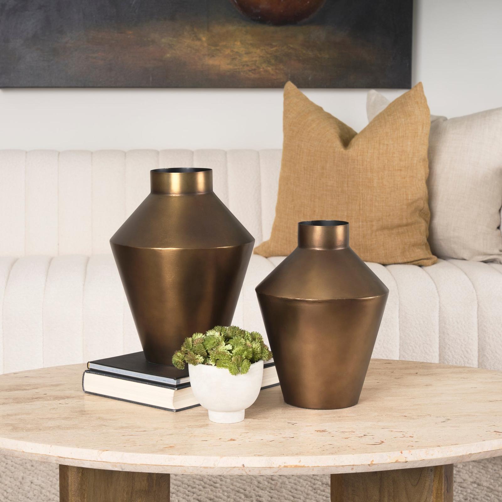 Mercana Perrin Brushed Gold Metal Decorative Vase