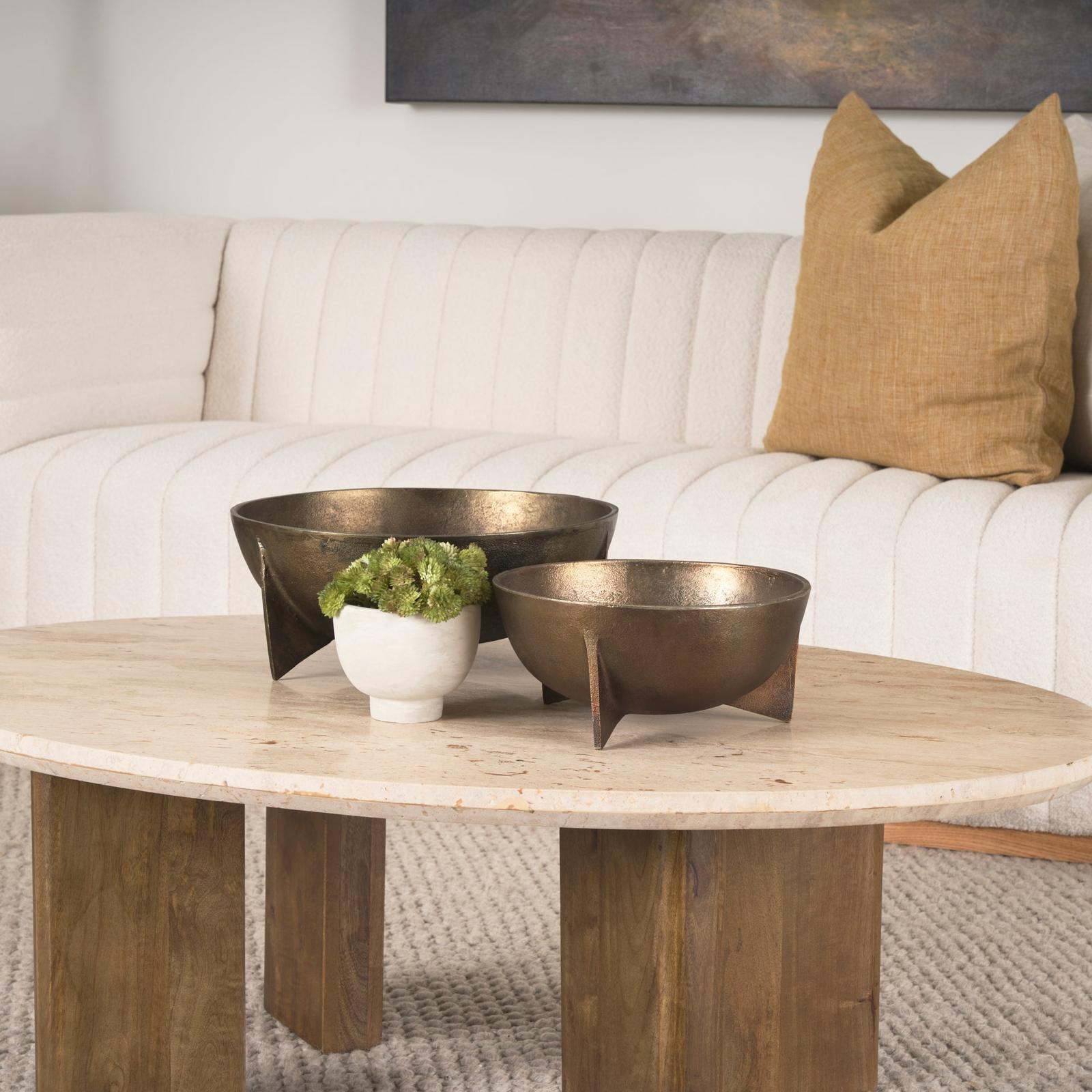 Mercana Quita Large Gold Metal Decorative Bowls - Set of 2