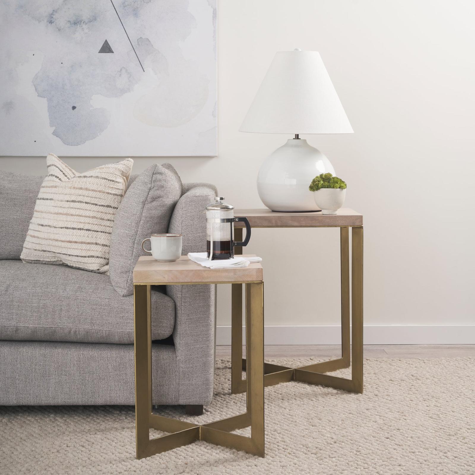 Mercana Faye Gold Metal Base Accent Tables- Set of 2