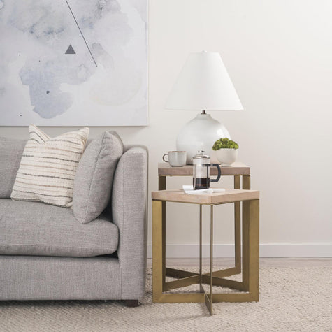 Mercana Faye Gold Metal Base Accent Tables- Set of 2