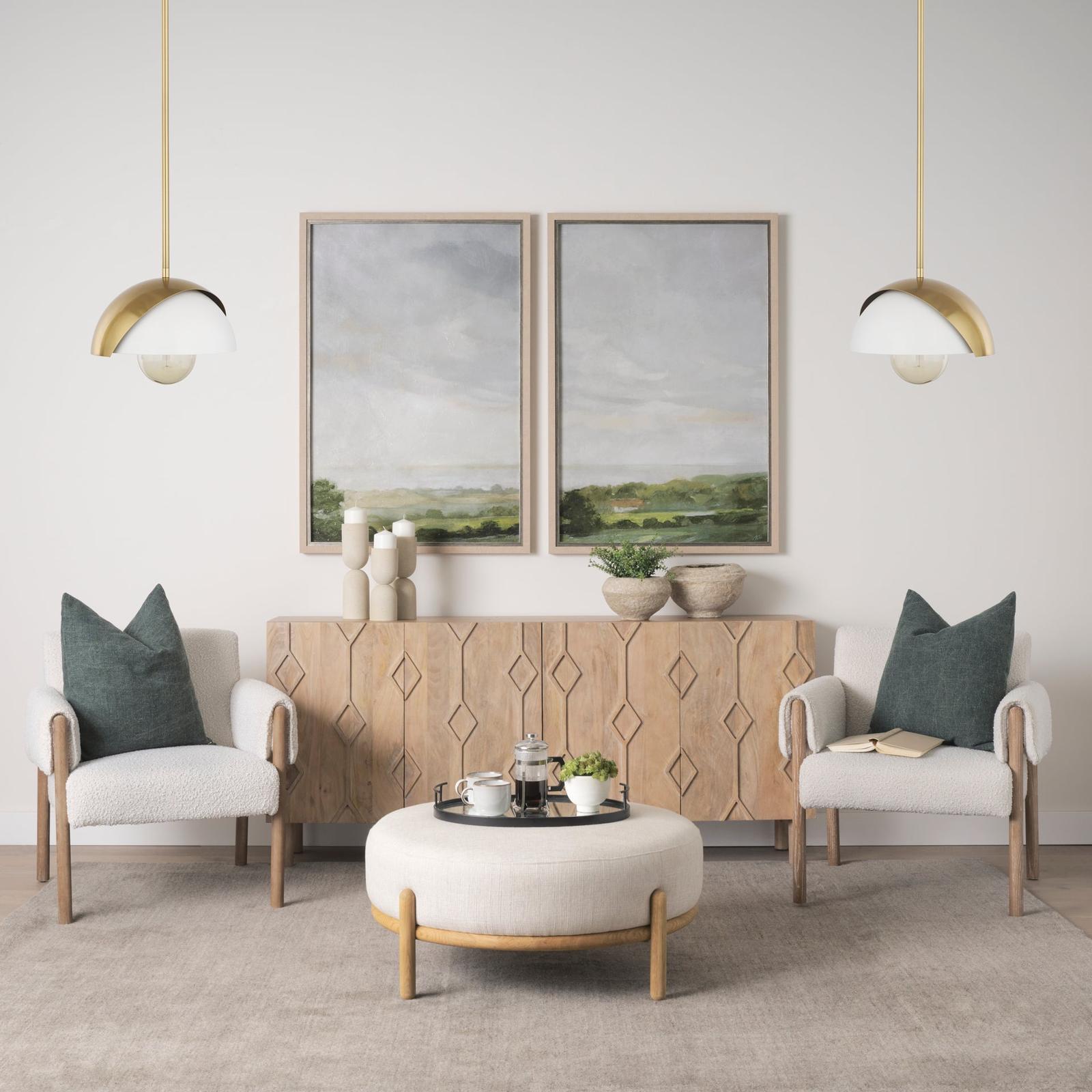 Mercana Cybill Brushed Brass w/ White Metal Shade 1-Light Wall Pendant