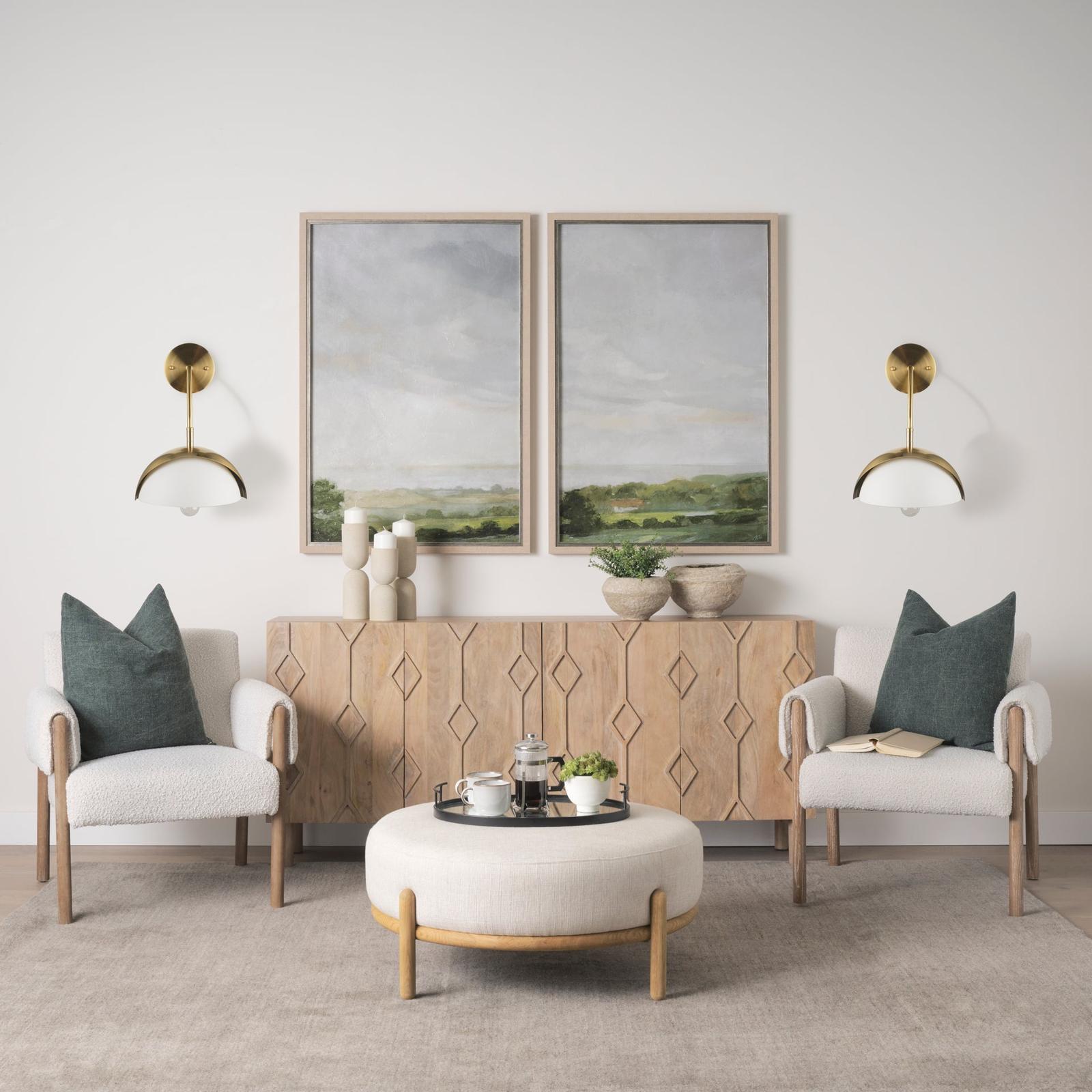 Mercana Cybill Brushed Brass w/ White Metal Shade 1-Light Wall Sconce Clearance