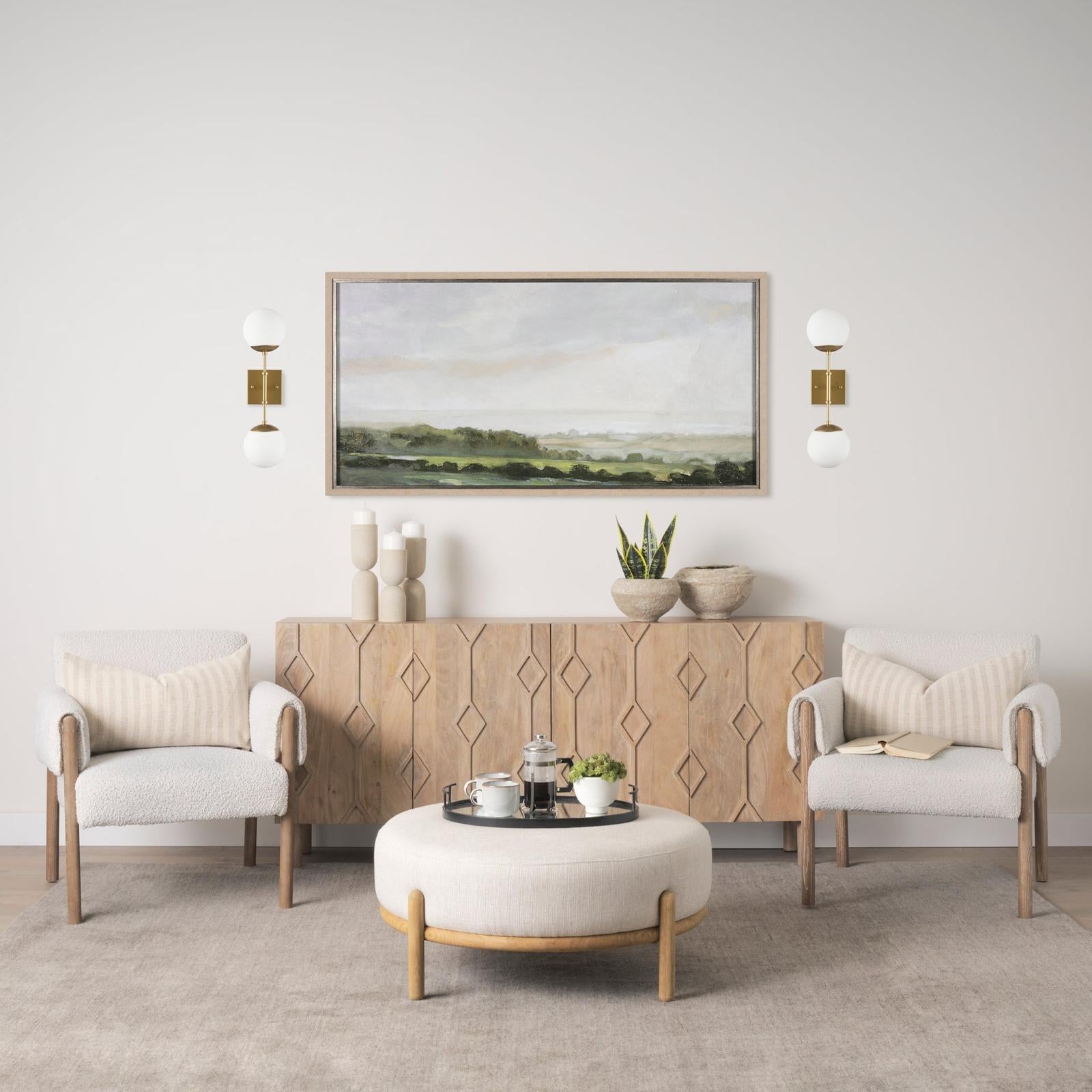 Mercana Edie Metal w/ Frosted Glass Globes 2-Light Wall Sconce Clearance