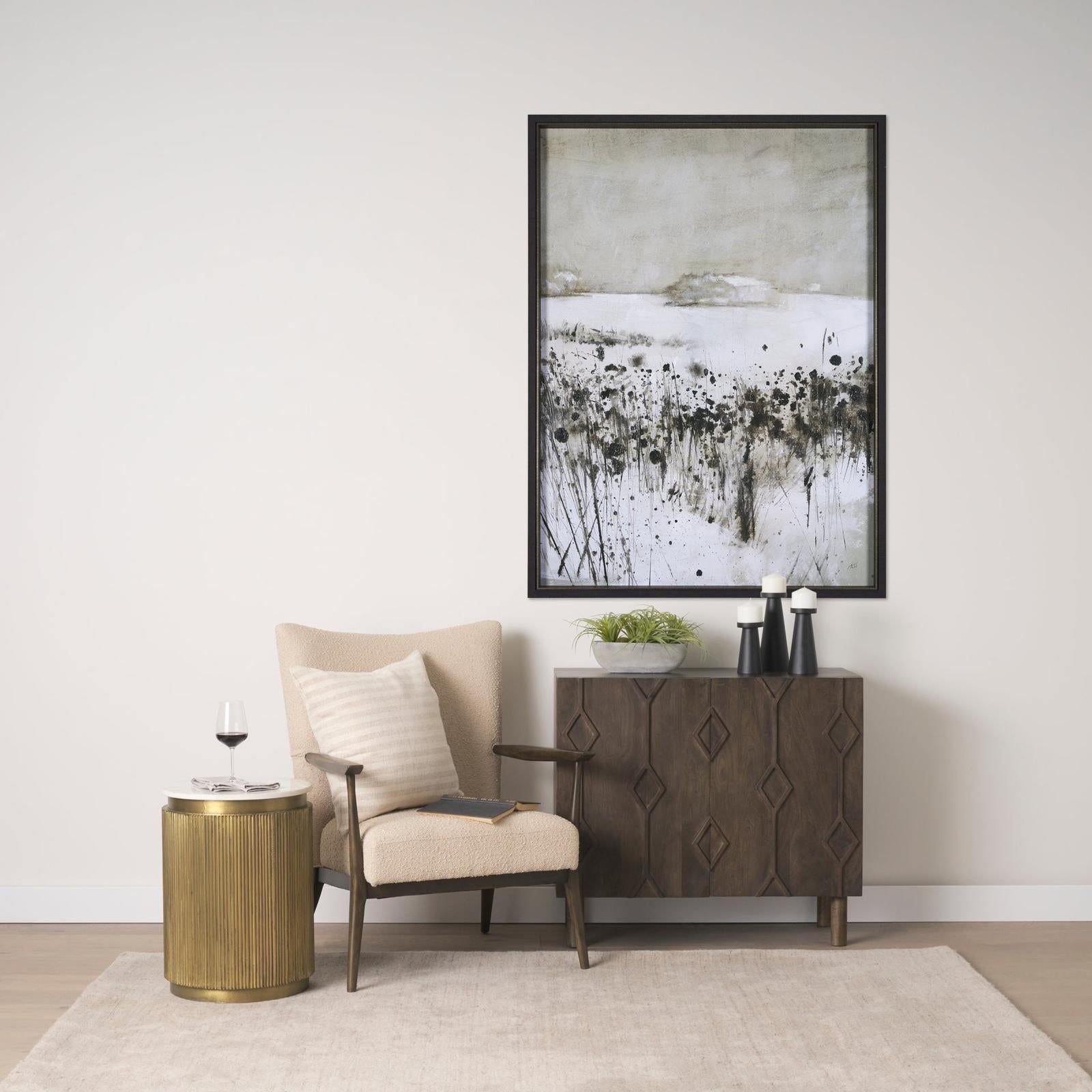 Mercana Satima Marble w/ Gold Metal Square Fluted Accent Table
