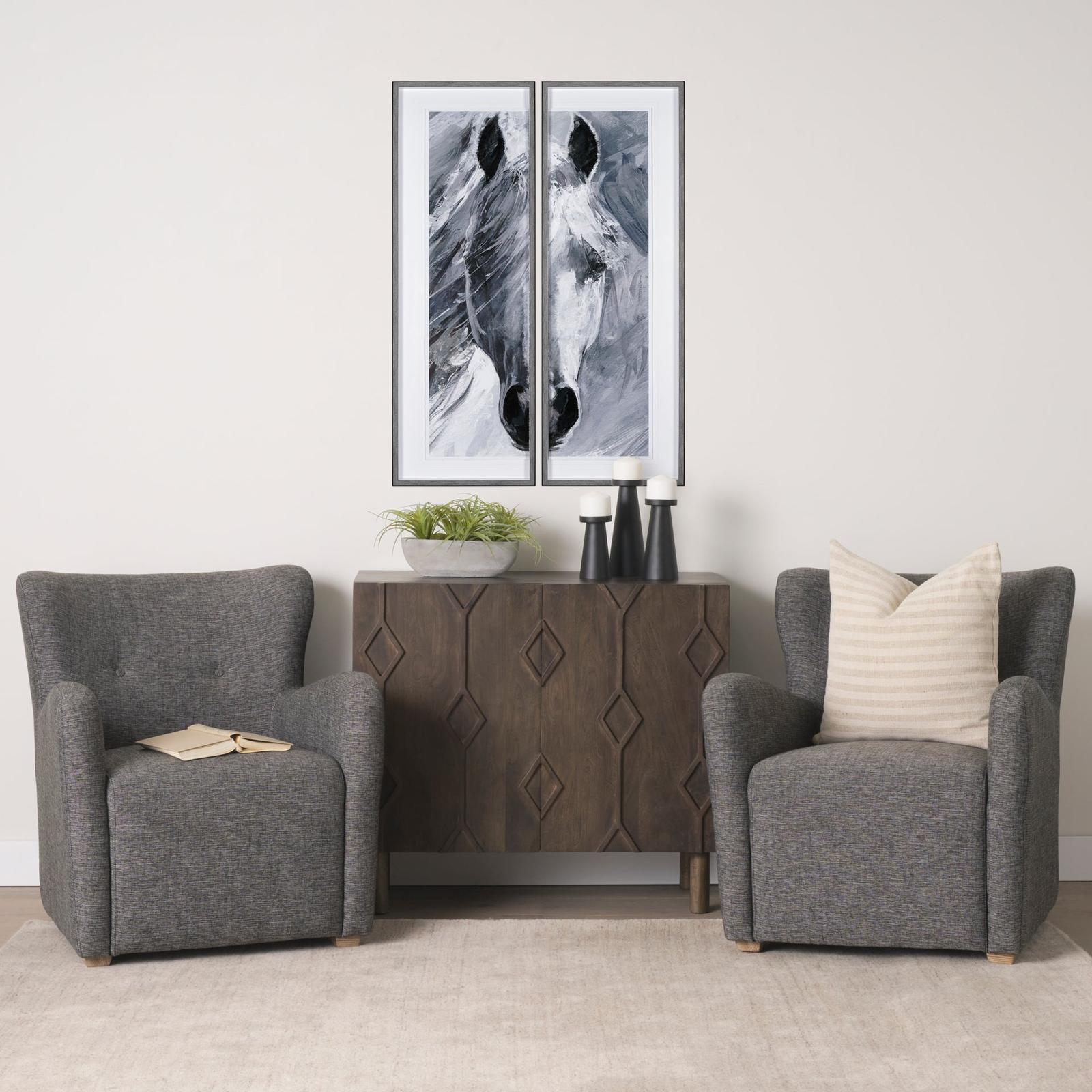 Mercana Dunstan Accent Chair Upholstered Gray Twill Fabric and Medium Brown Wood Feet Clearance