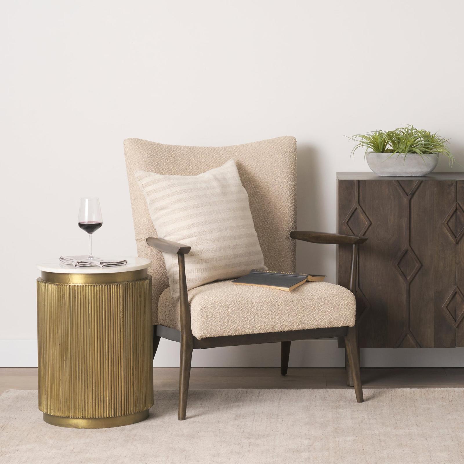 Mercana Satima Marble w/ Gold Metal Square Fluted Accent Table