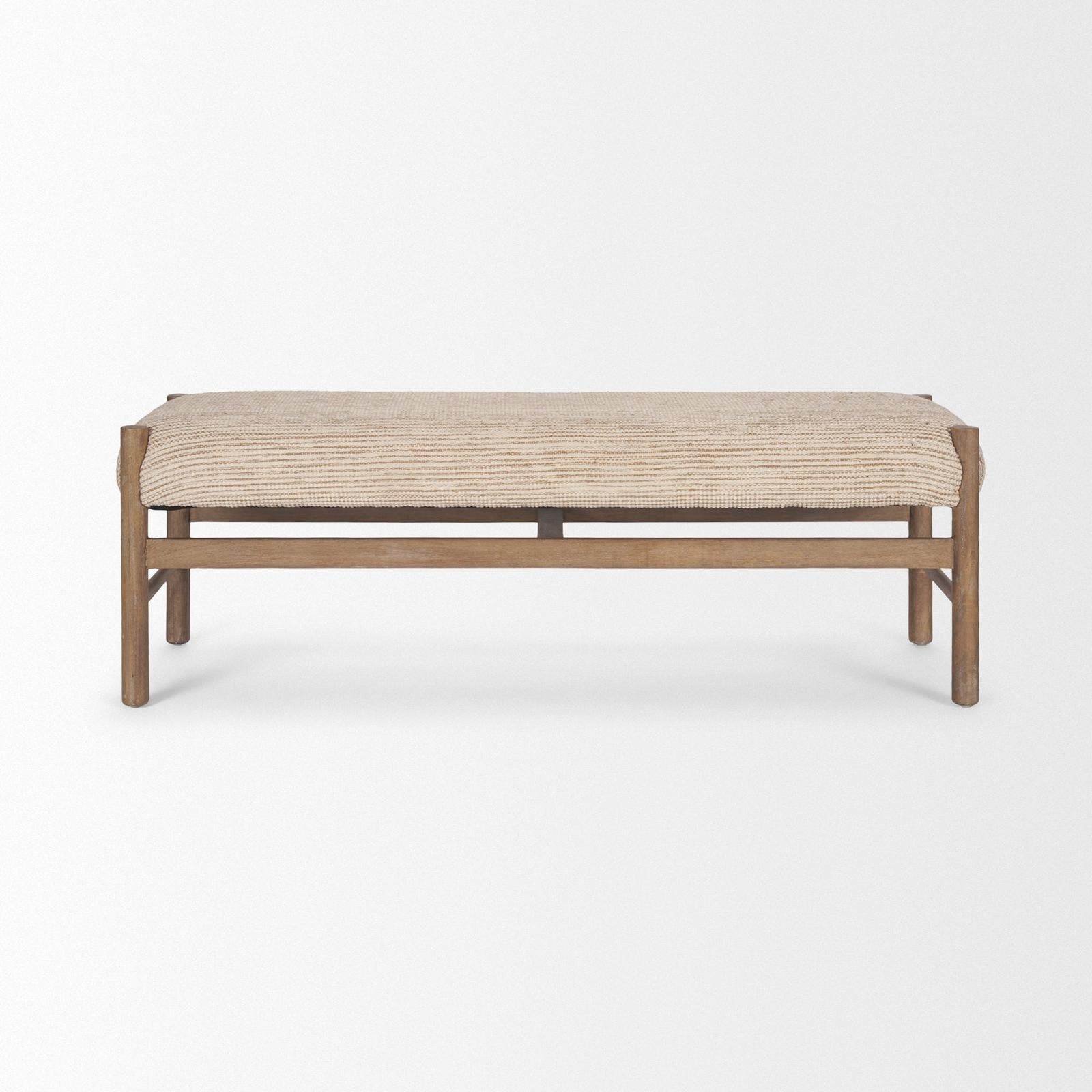 Mercana Tadi Rectangular Dark Brown Wood w/ Rug Seat Bench Clearance