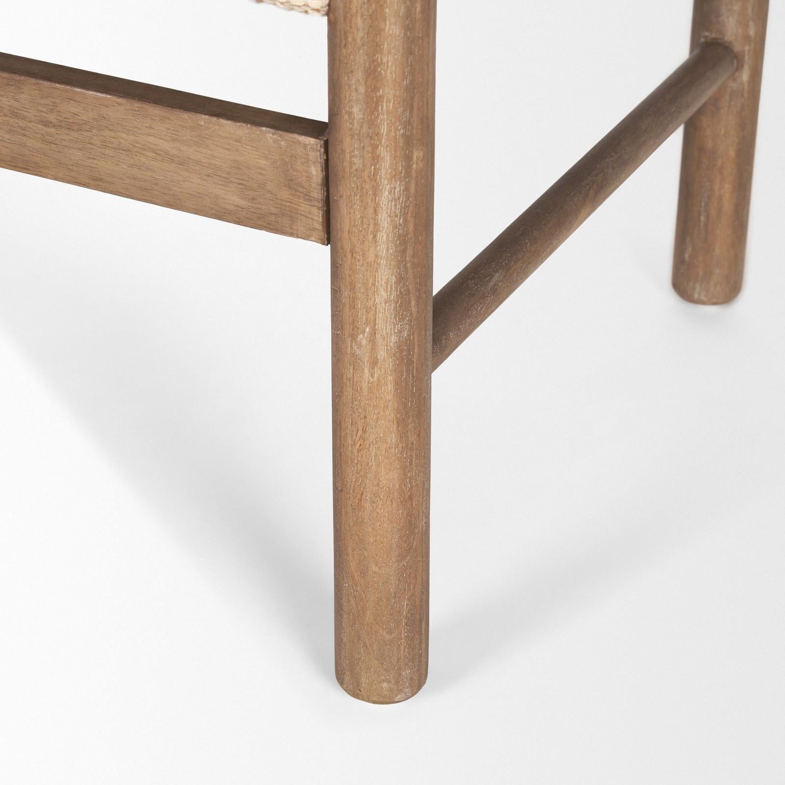 Mercana Tadi Rectangular Dark Brown Wood w/ Rug Seat Bench Clearance