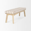 Mercana Taimo White Washed Light Brown Wood w/ Striped Fabric Seat Bench Clearance