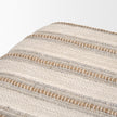 Mercana Taimo White Washed Light Brown Wood w/ Striped Fabric Seat Bench Clearance