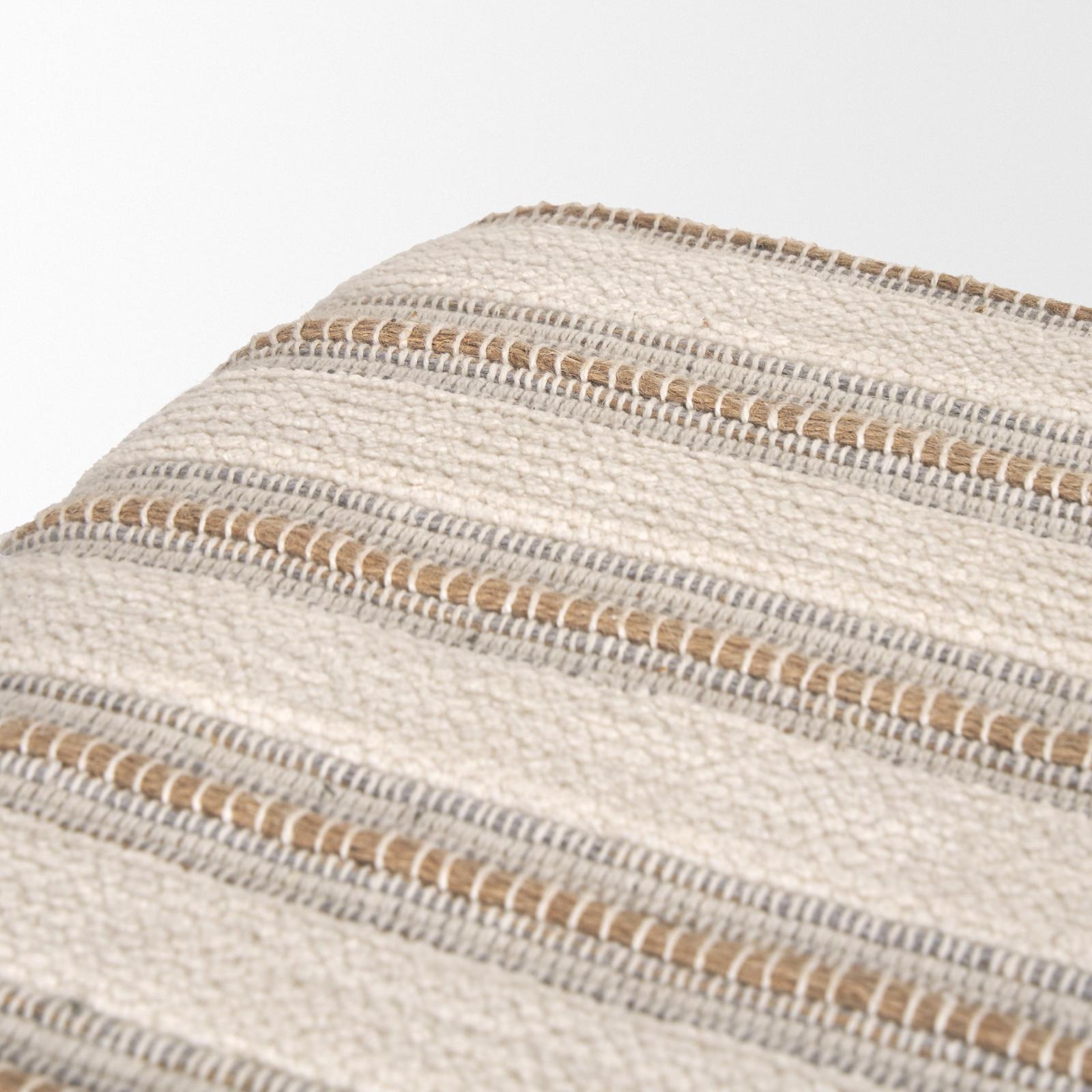 Mercana Taimo White Washed Light Brown Wood w/ Striped Fabric Seat Bench Clearance
