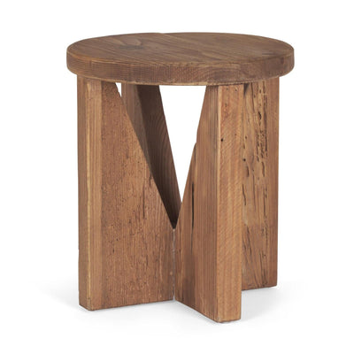 Mercana Tahlia Round Natural Brown Wood w/ Angled Legs Stool Clearance