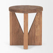 Mercana Tahlia Round Natural Brown Wood w/ Angled Legs Stool Clearance