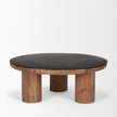Mercana Tucson Natural Wood w/ Round Black Oak Top Coffee Table Clearance