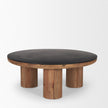 Mercana Tucson Natural Wood w/ Round Black Oak Top Coffee Table Clearance