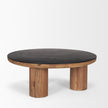 Mercana Tucson Natural Wood w/ Round Black Oak Top Coffee Table Clearance