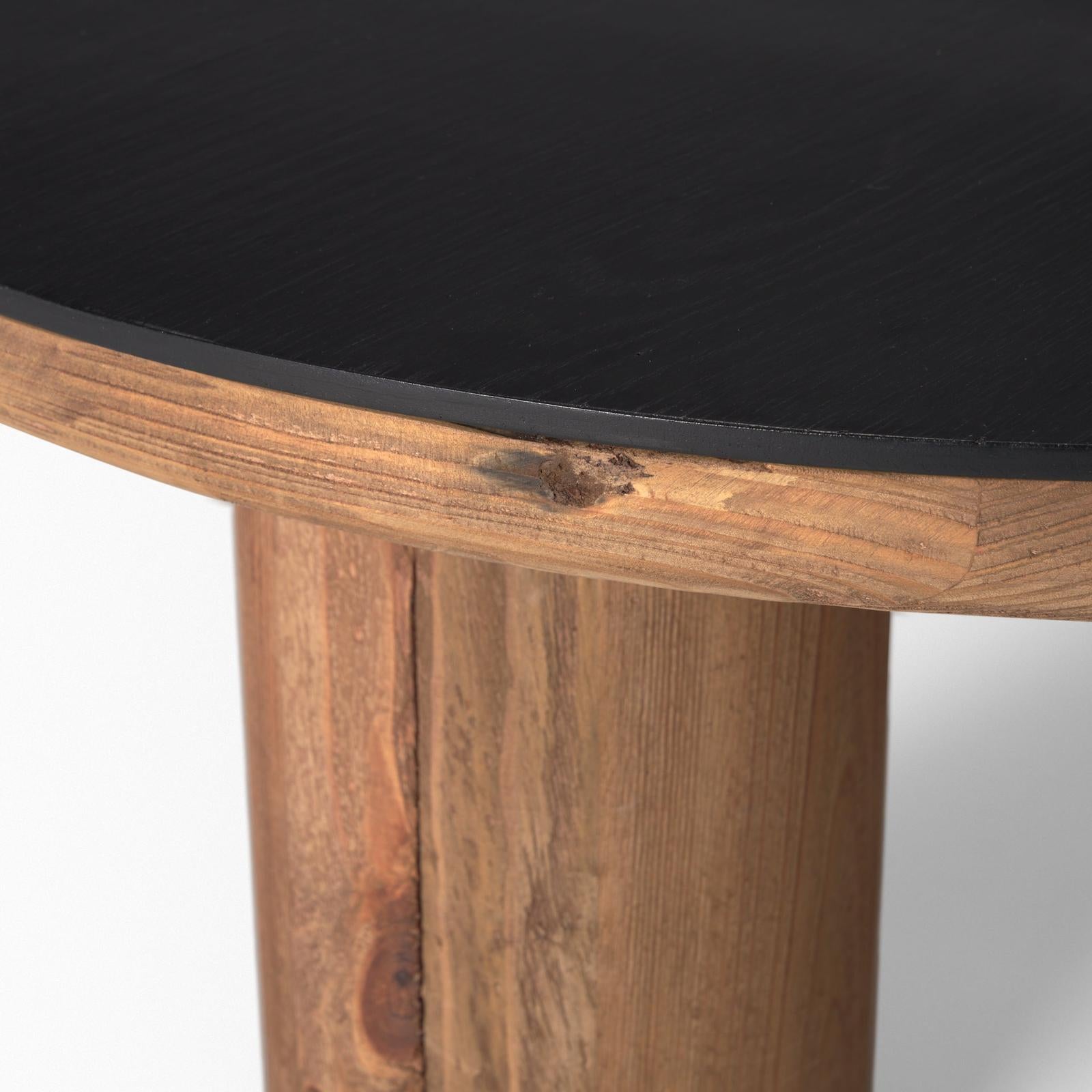 Mercana Tucson Natural Wood w/ Round Black Oak Top Coffee Table Clearance