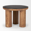 Mercana Tucson Natural Wood w/ Round Black Oak Top Side Table Clearance