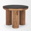 Mercana Tucson Natural Wood w/ Round Black Oak Top Side Table Clearance
