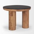 Mercana Tucson Natural Wood w/ Round Black Oak Top Side Table Clearance