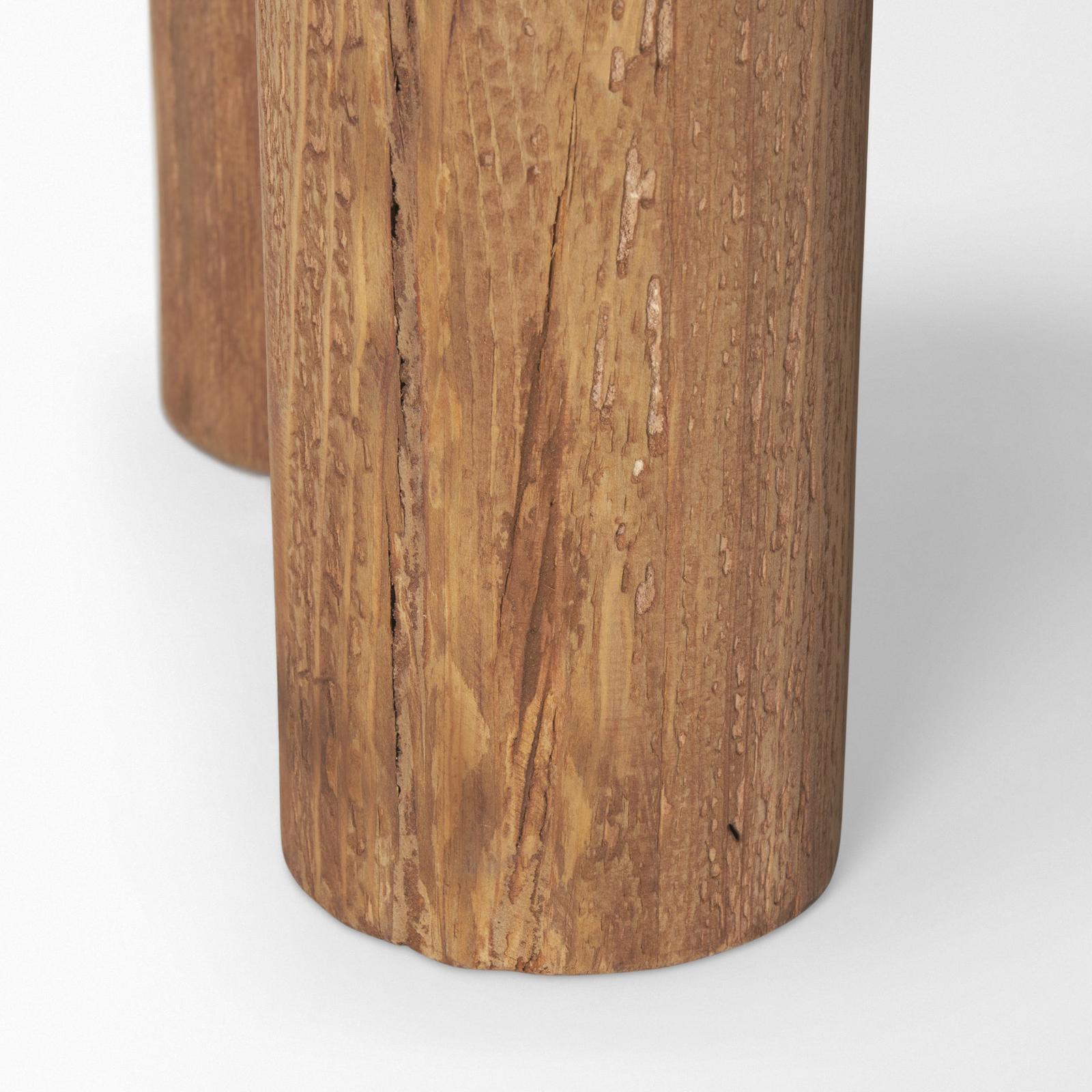 Mercana Tucson Natural Wood w/ Round Black Oak Top Side Table Clearance