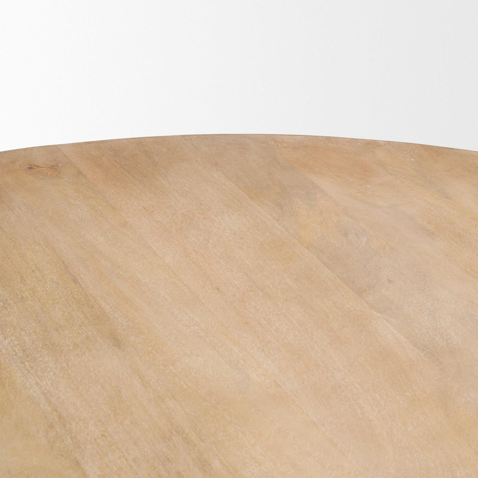 Mercana Terra Dark Brown Wood Round Fluted Dining Table