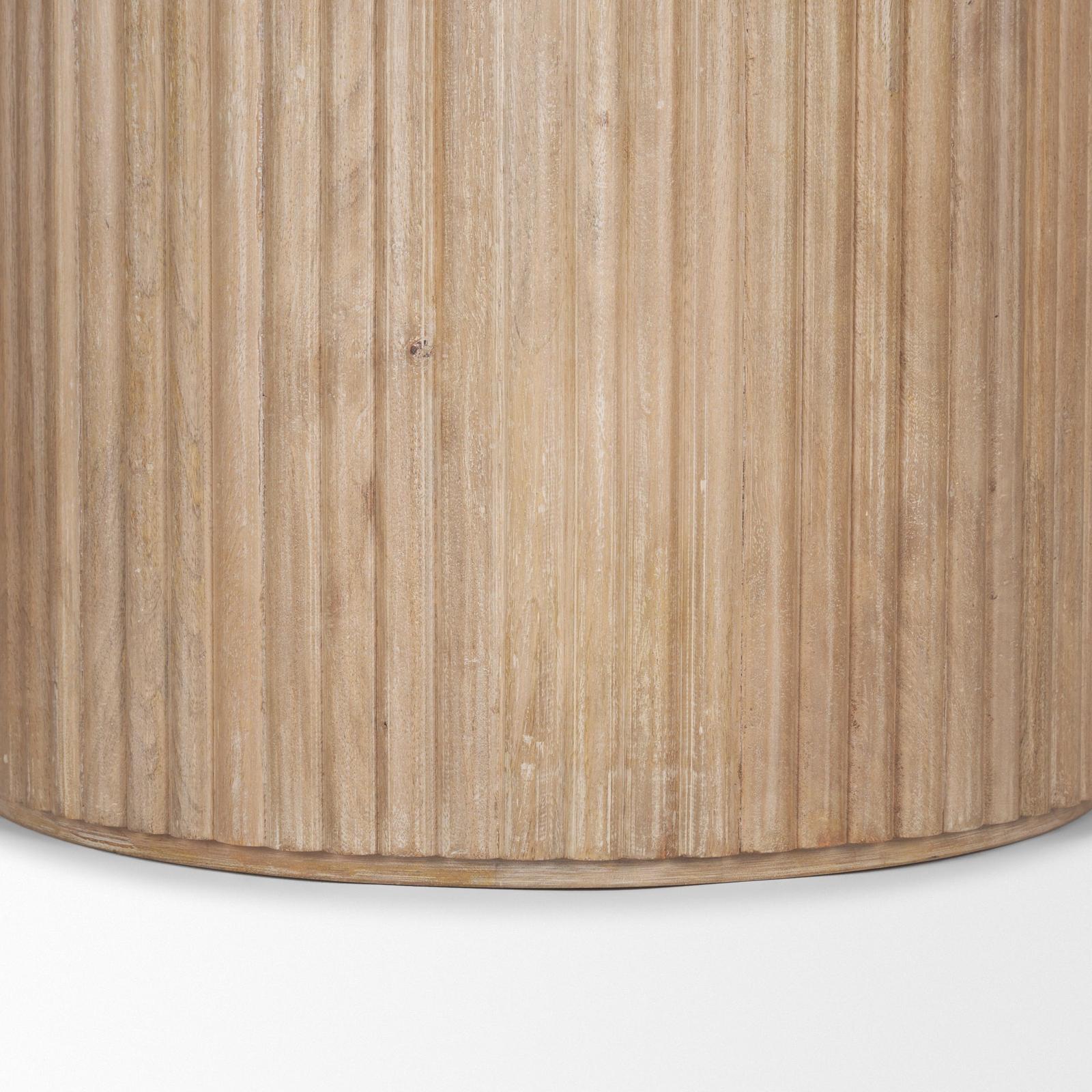 Mercana Terra Dark Brown Wood Round Fluted Dining Table