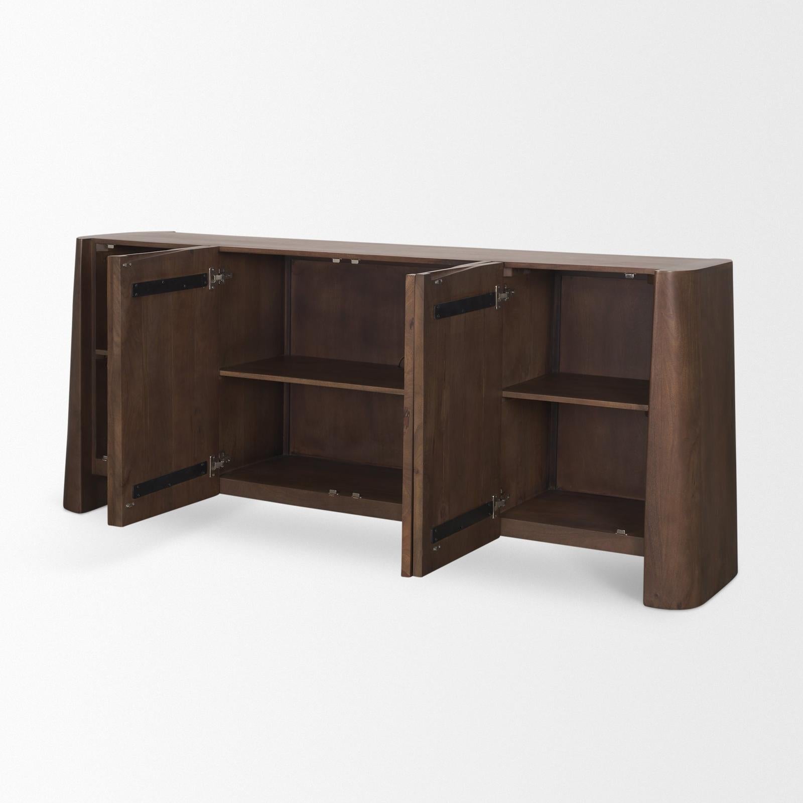 Mercana Tammar Brown Wood 4-Door Sideboard