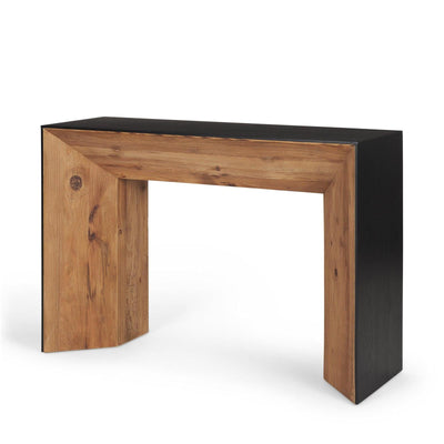 Mercana Tabor Natural Wood w/ Black Oak Waterfall Console Table Clearance