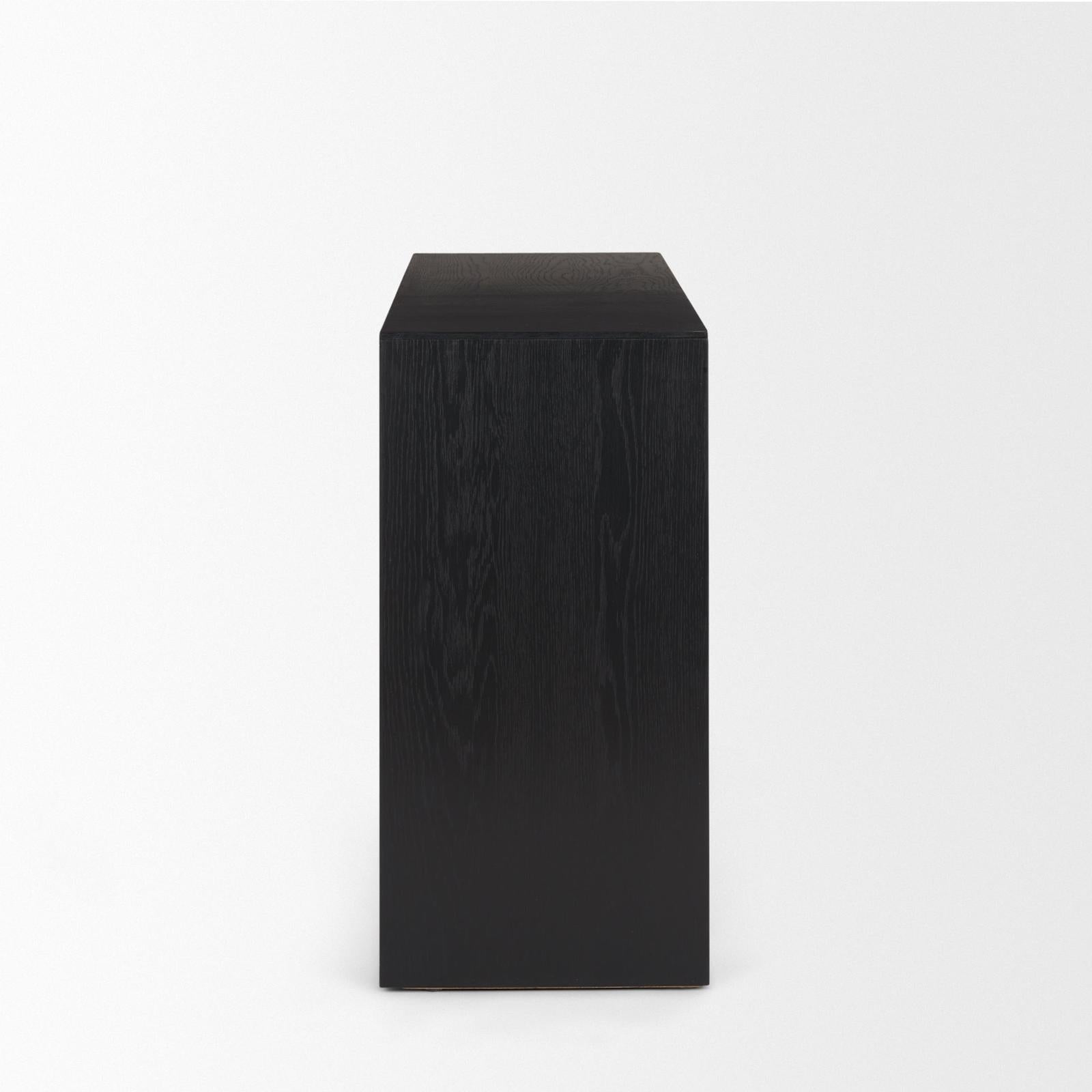 Mercana Tabor Natural Wood w/ Black Oak Waterfall Console Table Clearance