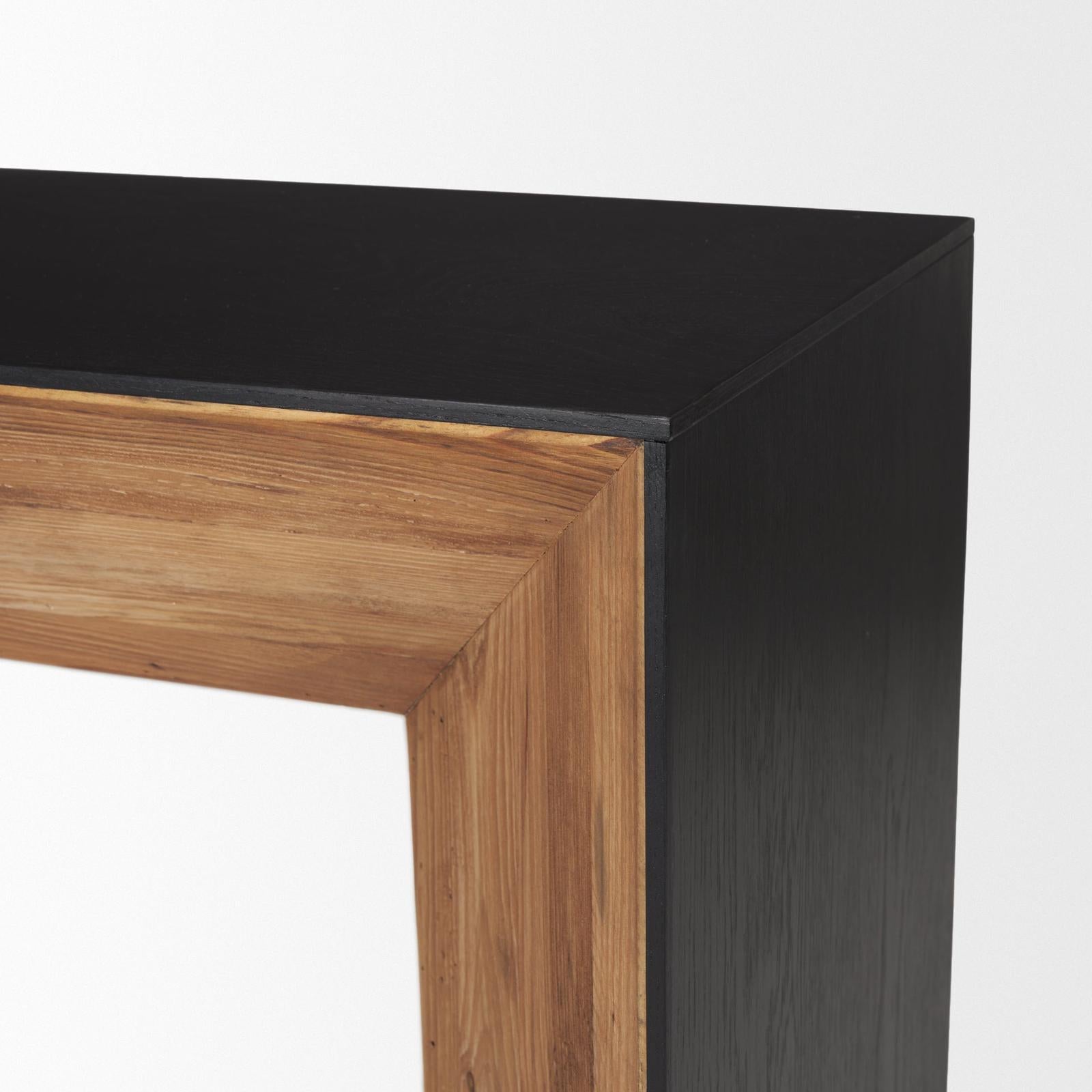 Mercana Tabor Natural Wood w/ Black Oak Waterfall Console Table Clearance