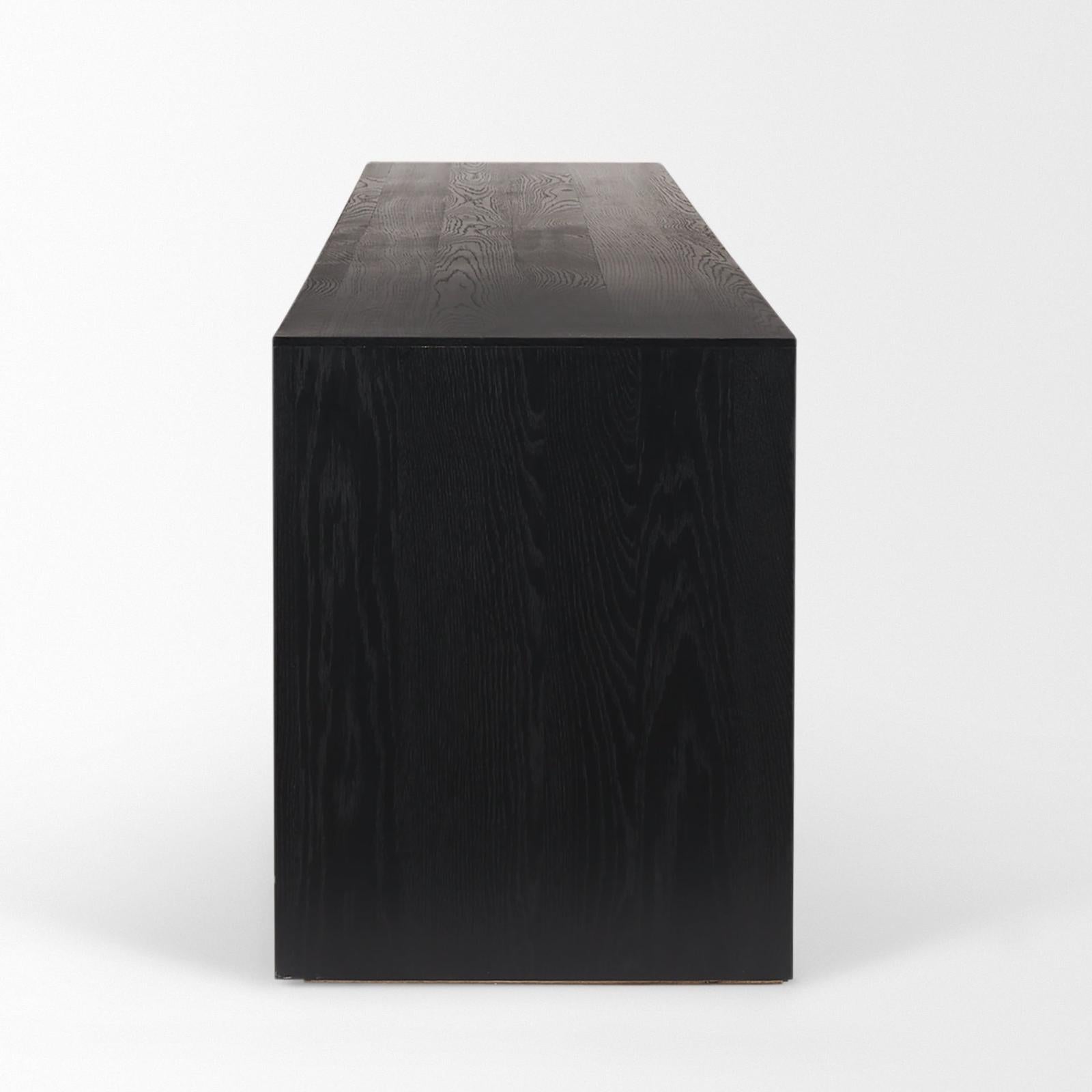 Mercana Tabor Natural Wood w/ Black Oak Waterwall Media Console Clearance