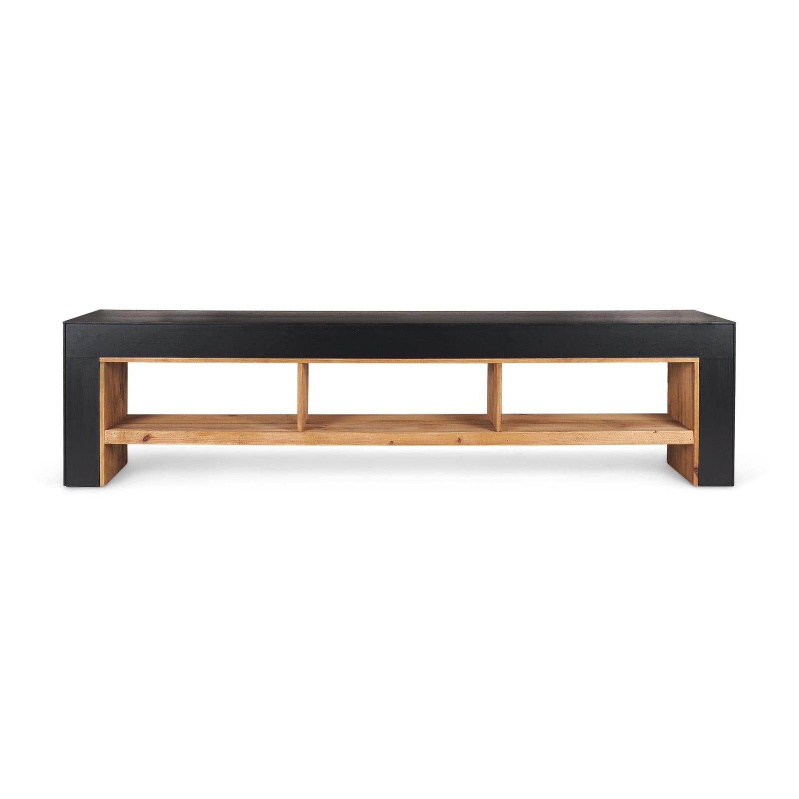 Mercana Tabor Natural Wood w/ Black Oak Waterwall Media Console Clearance