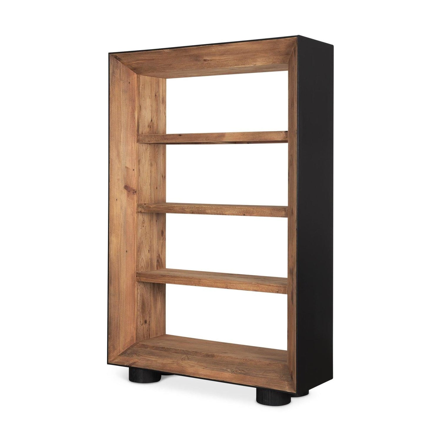 Mercana Tabor Natural Wood w/ Black Oak Frame Bookcase Clearance