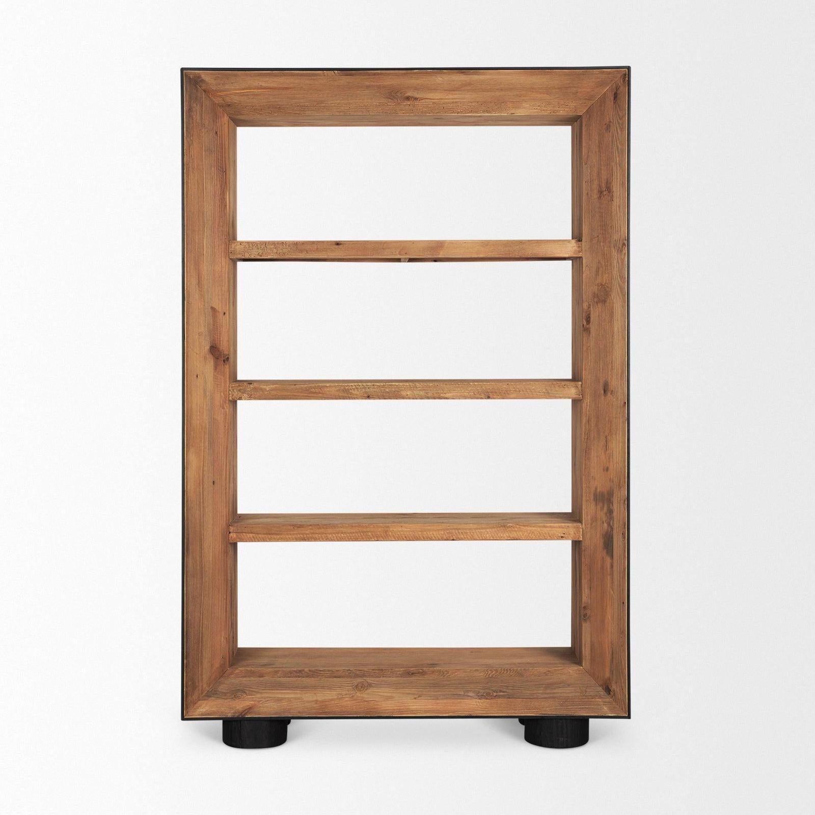 Mercana Tabor Natural Wood w/ Black Oak Frame Bookcase Clearance