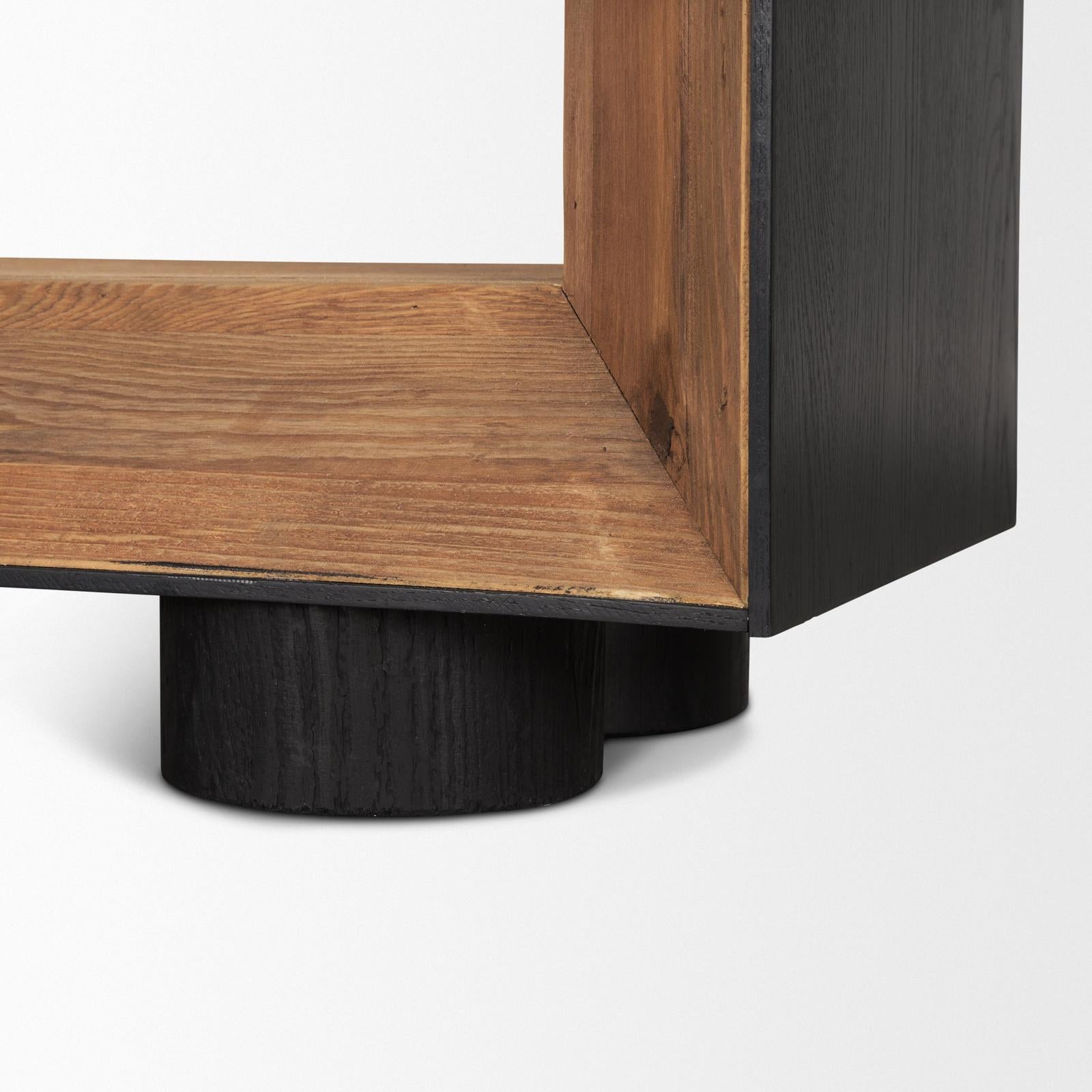 Mercana Tabor Natural Wood w/ Black Oak Frame Bookcase Clearance