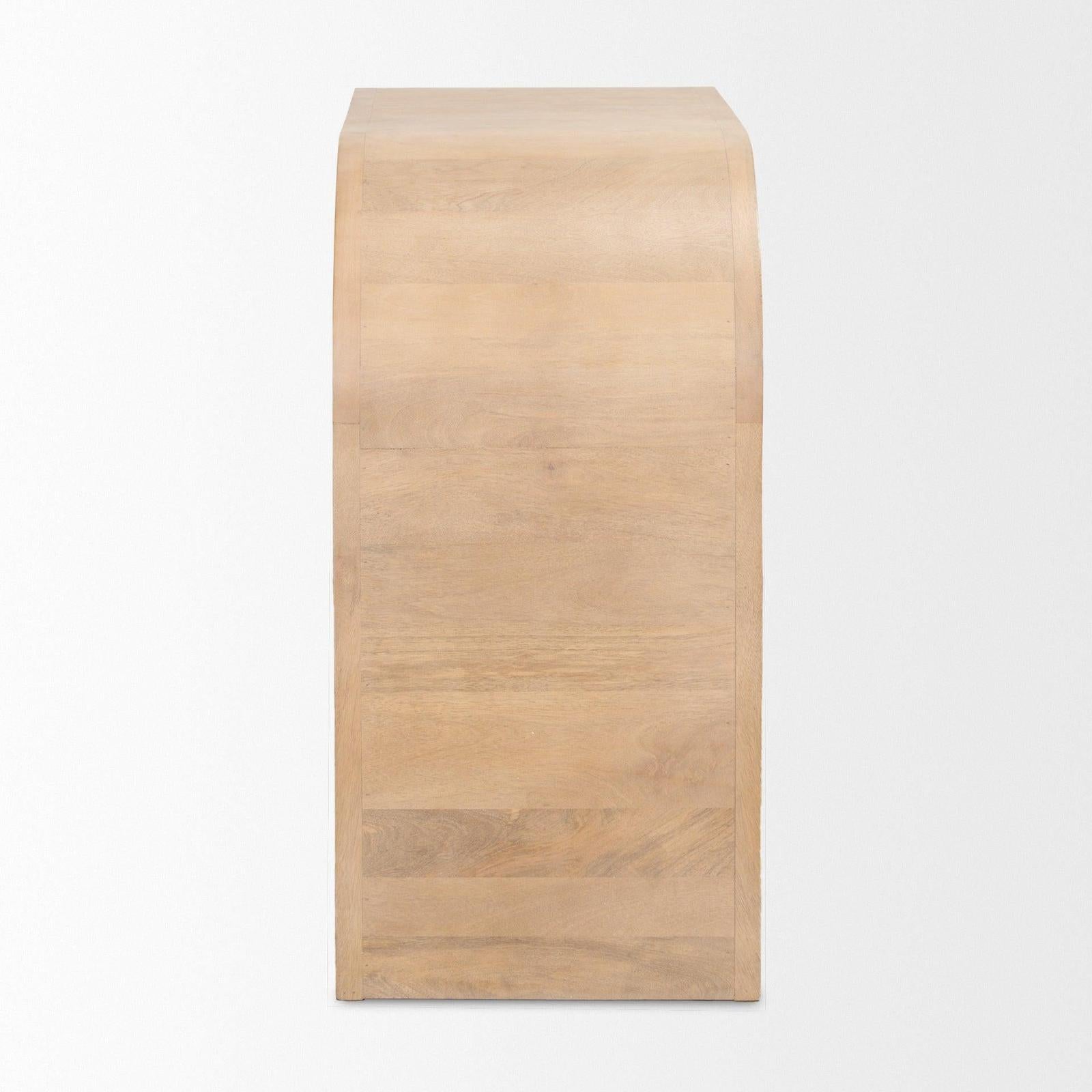 Mercana Sorina Reverse Fluted Light Brown Wood Accent Cabinet
